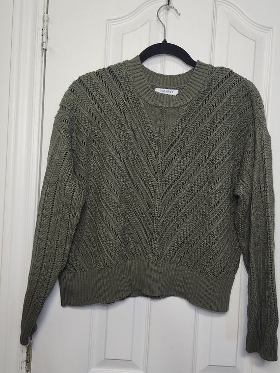 Old Navy Sweaters - Old Navy Cropped Chevron Open-Knit Sweater In Alpine Tundra - Size Large
